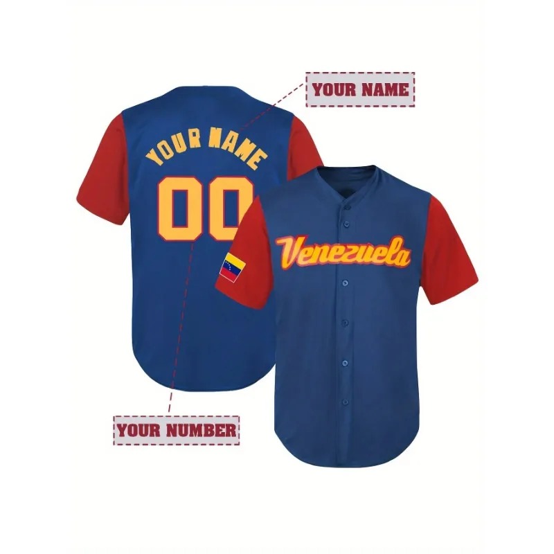 Embroidery Men Shirt - Koszulka baseballowa z Wenezuelą na zamówienie