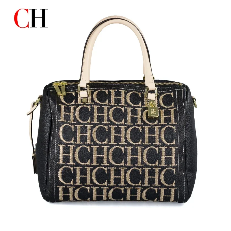 Embroidery Gold - Torba Boston z haftowanymi literami CH,