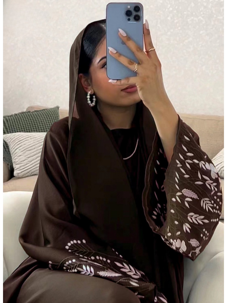 Embroidery Arabic - Indyk Emboridery Abaya dla kobiet sukienka