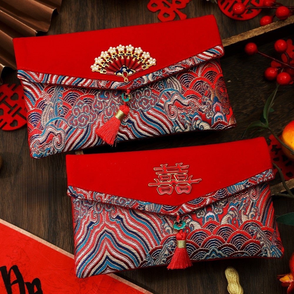 Embroidery House - Chiński Nowy Rok Brokatowe Czerwone Koperty