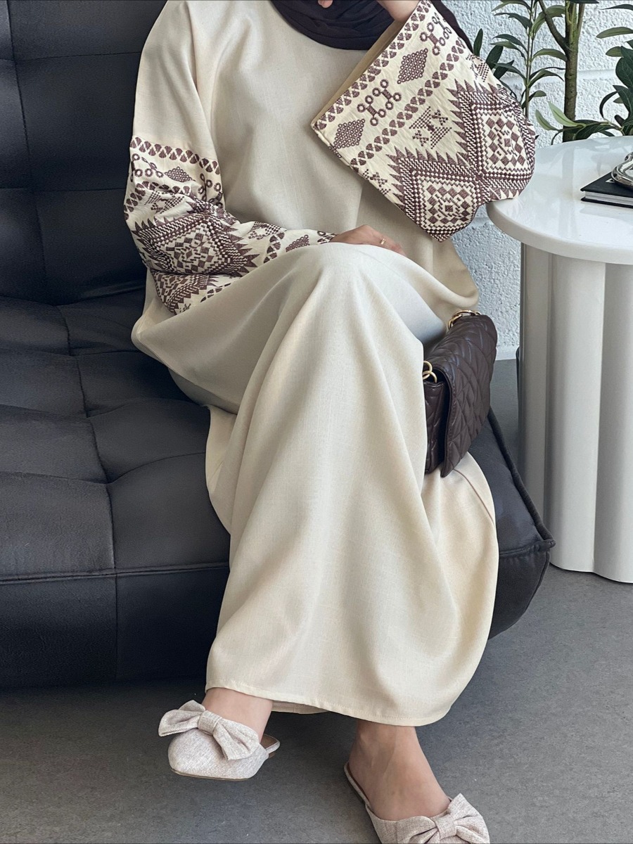 Embroidery Arabic - Eid muzułmańska abaja dla kobiet Party