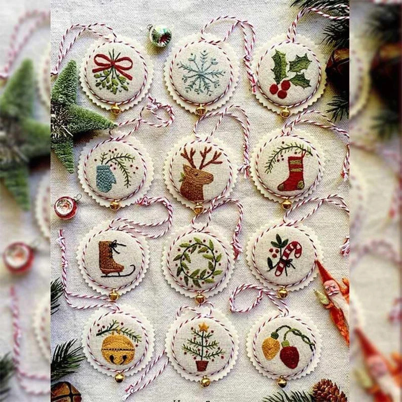 Embroidery Xmas Ornaments - Zestaw do haftu świątecznego DIY, ozdoby