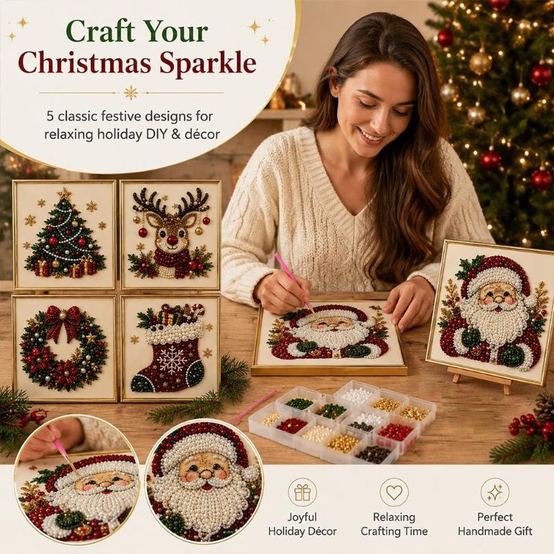Embroidery Xmas Ornaments - Zestaw do haftu koralikami DIY z