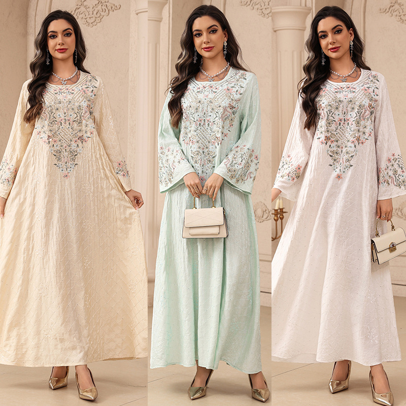 Embroidery Arabic - Sukienki damskie na Eid Abaja Muzułmańska