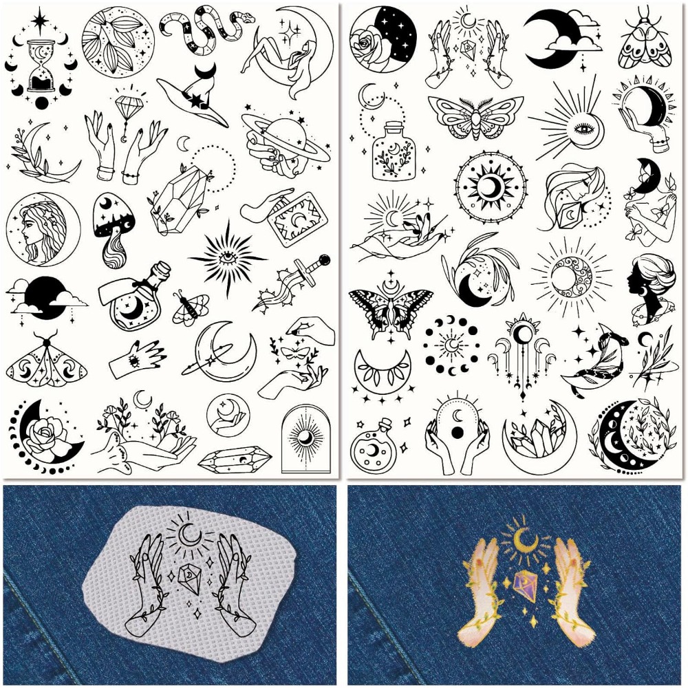 Embroidery Stitches - 51Pcs Boho Moon Sun Rozpuszczalne w