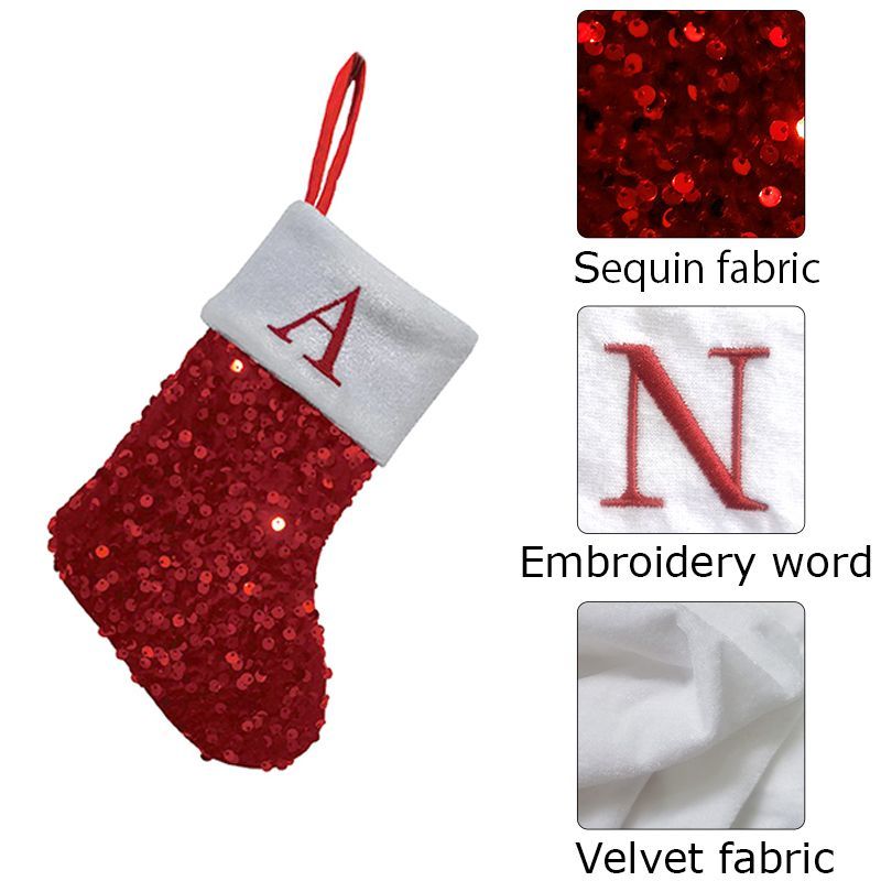 Czerwona cekinowa skarpeta świ – Embroidery Xmas Ornaments recenzja i cena