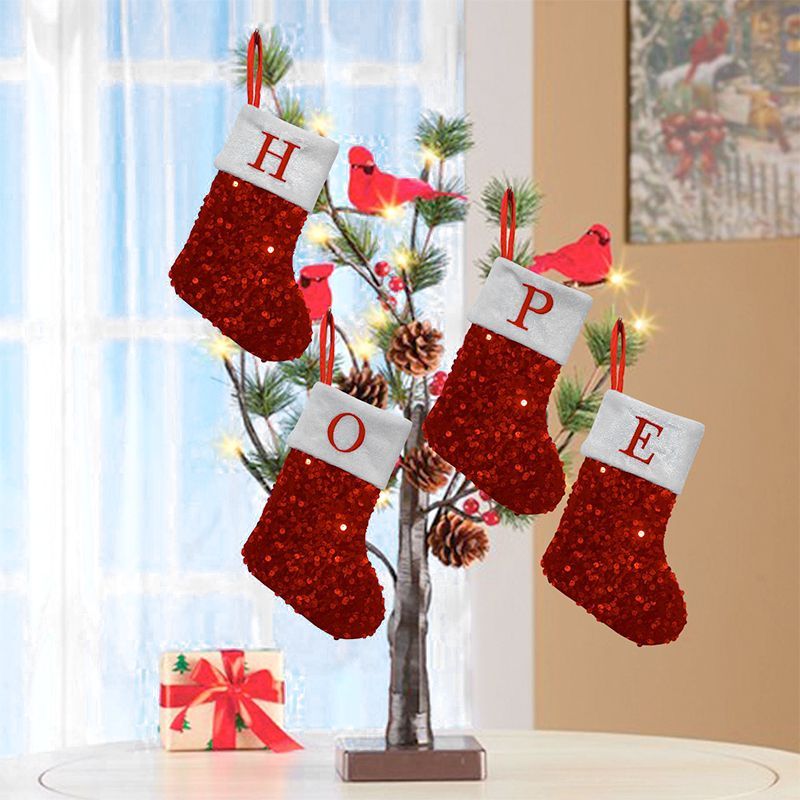 Czerwona cekinowa skarpeta świ – Embroidery Xmas Ornaments recenzja i cena