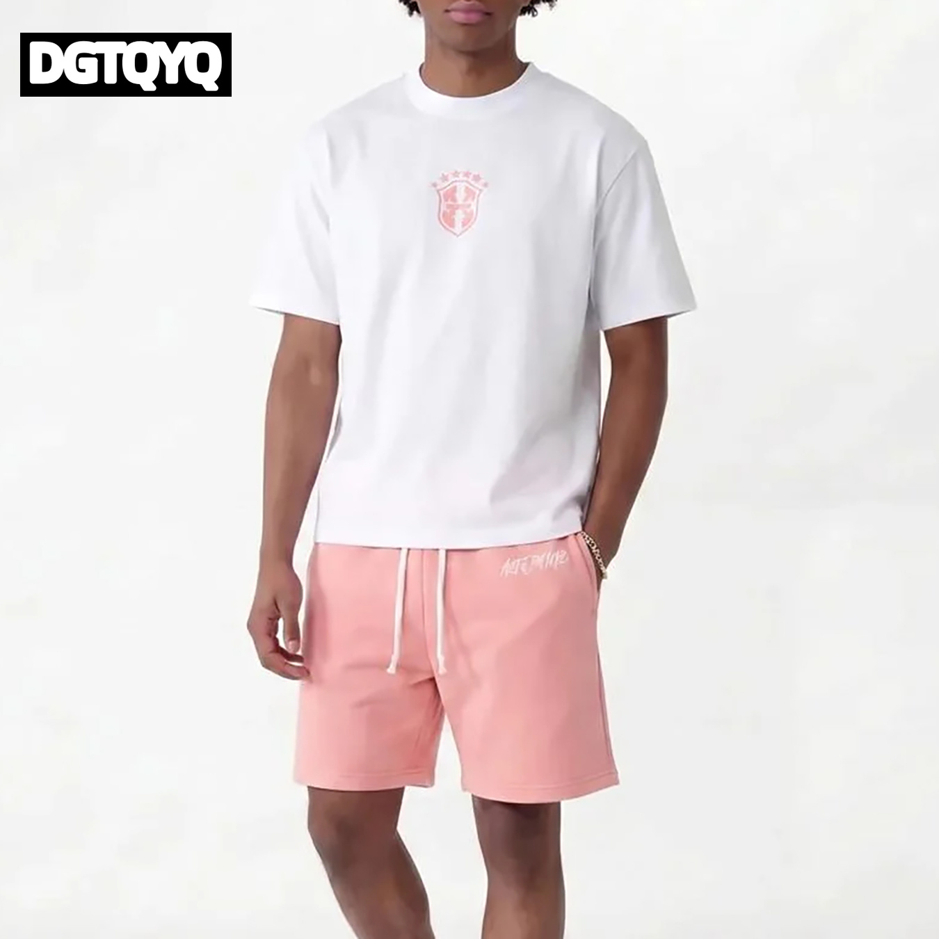 Męskie letnie nowe różowe haft – Embroidery Men Shirt recenzja i cena